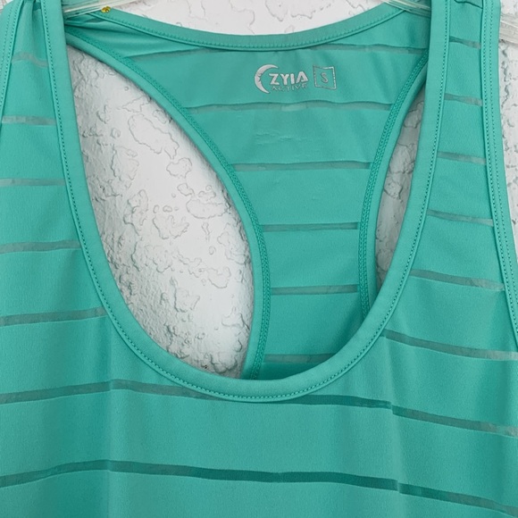 Zyia Teal Striped Women's Tank Top size S - Picture 2 of 9